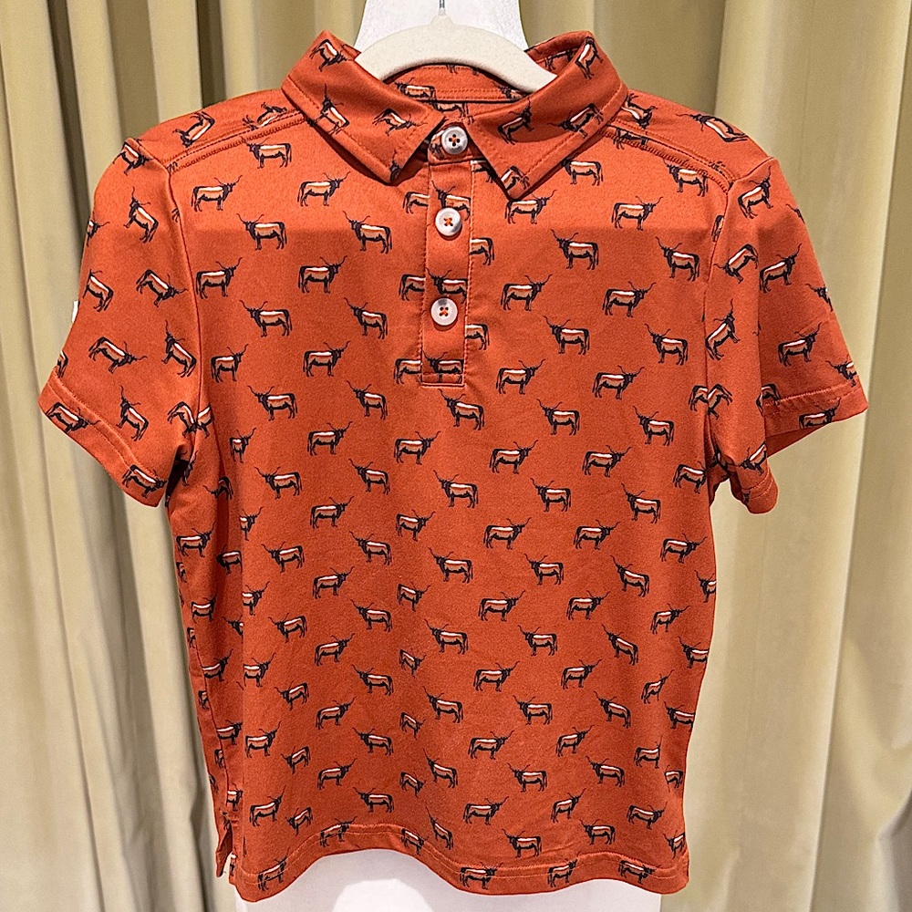 BURLEBO - Boys Short Sleeve Polo Shirt - By The Horns - Size: XS (4)